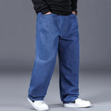 Men's Plus Size Straight-Leg Elastic Waist Jeans