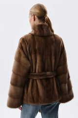Women's Belted Faux Fur Jacket