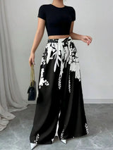 Women's Tropical Print Wide-Leg Pants
