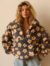Women's Floral Fleece High-Neck Pullover