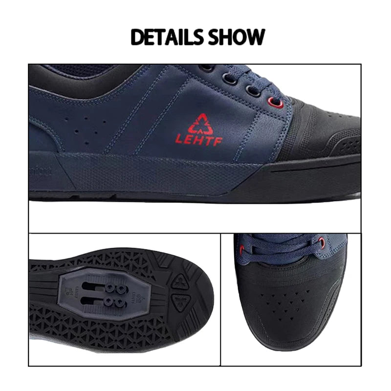 LEHTF Men's Breathable Lace-Up MTB Cycling Shoes