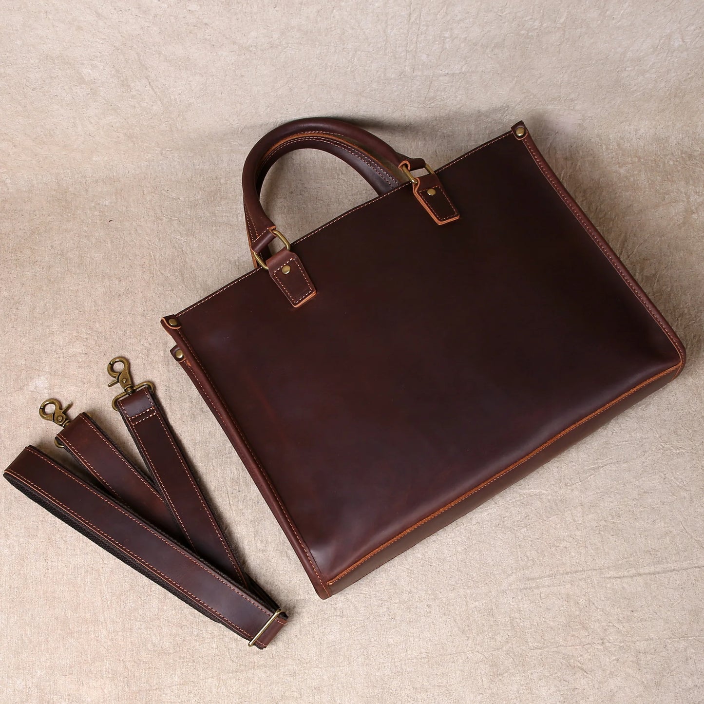 Original Ultra-Simple High Quality Men's Leather Document Baotou Layer Cowhide Computer Bag Business Trip Office Handbag