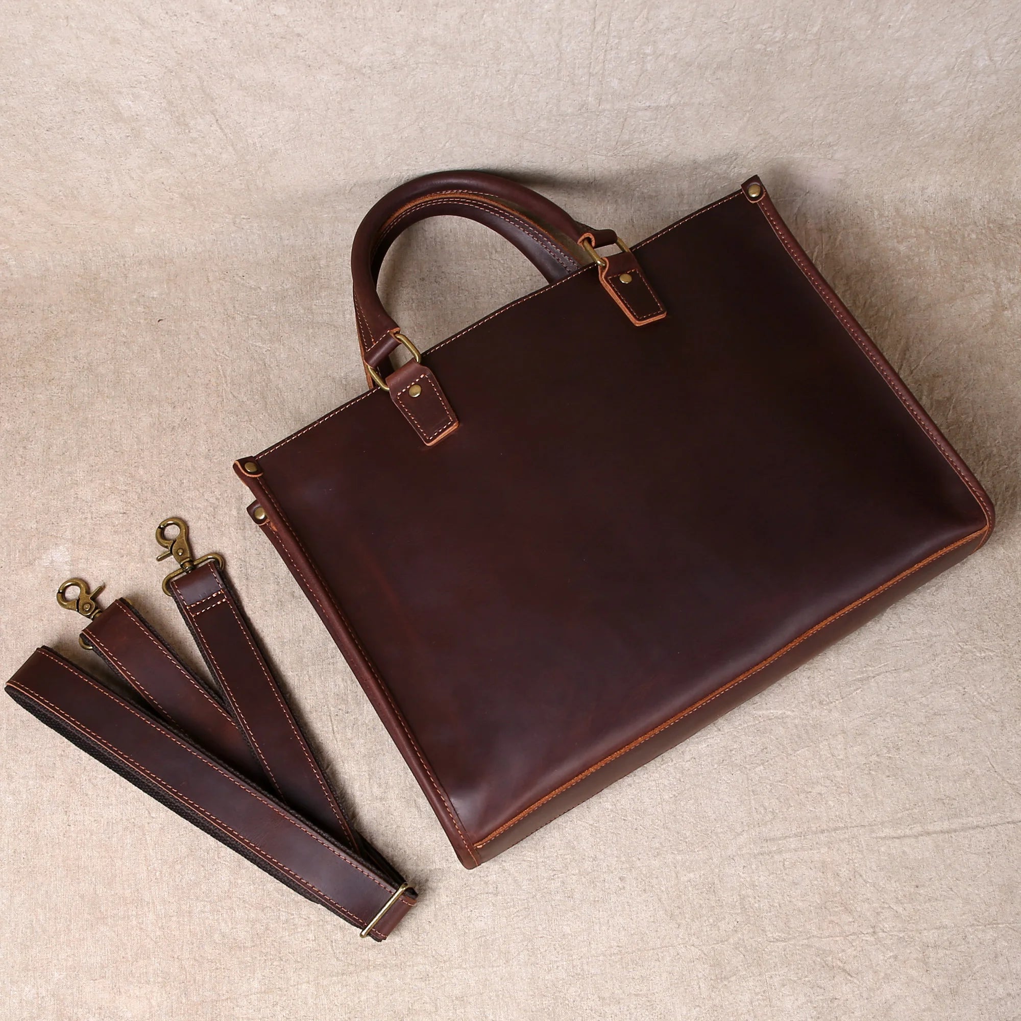 Original Ultra-Simple High Quality Men's Leather Document Baotou Layer Cowhide Computer Bag Business Trip Office Handbag