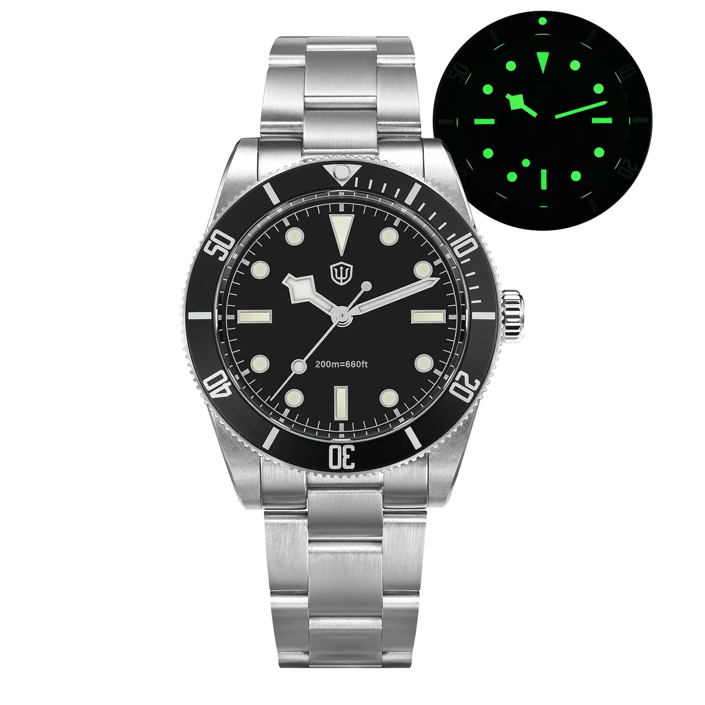 Watchdives WD7922 V2 BB54 Watch VH31 Sweep Second Movement Sapphire Crystal 20bar Waterproof C3 Luminous 37mm Vintage Watches