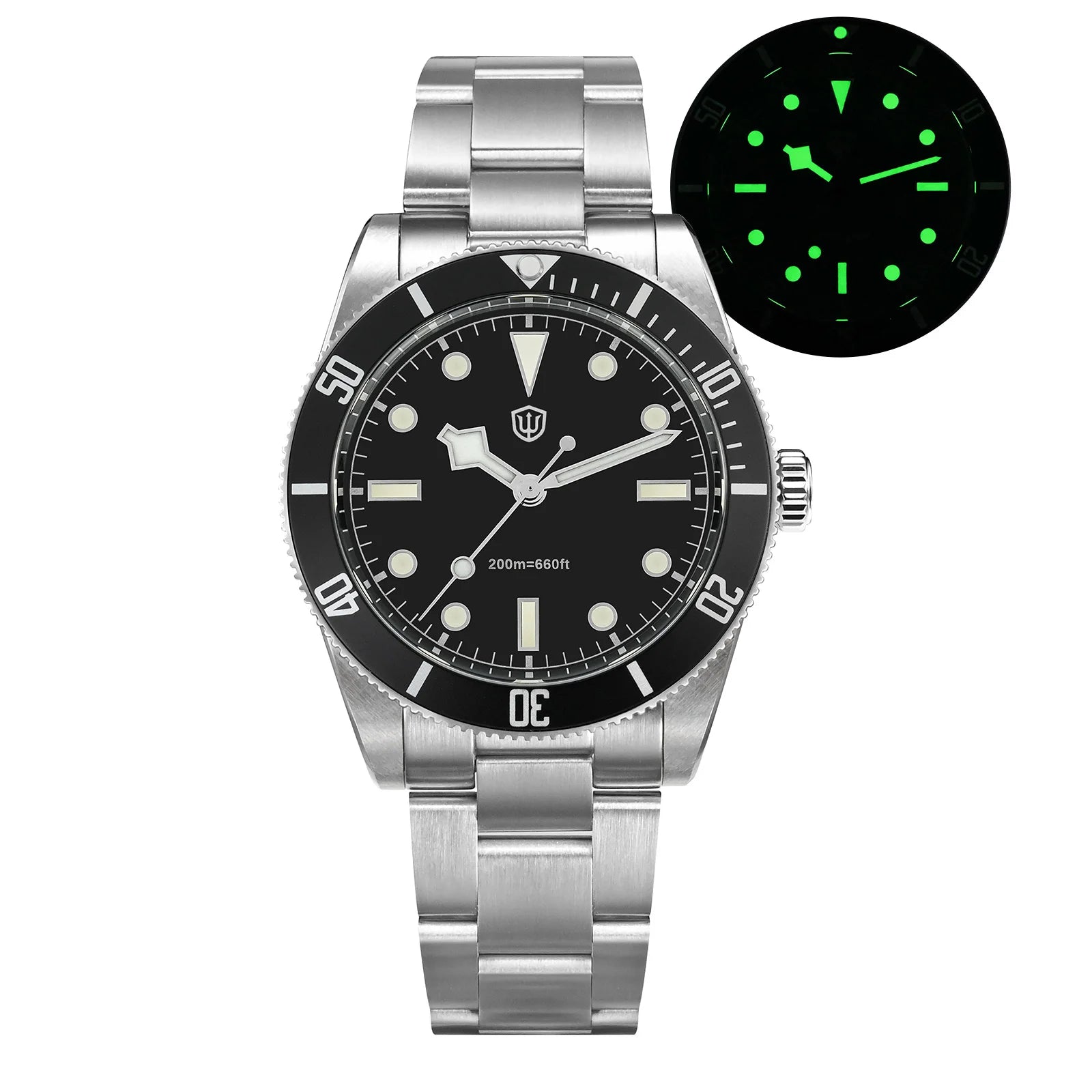 Watchdives WD7922 V2 BB54 Watch VH31 Sweep Second Movement Sapphire Crystal 20bar Waterproof C3 Luminous 37mm Vintage Watches