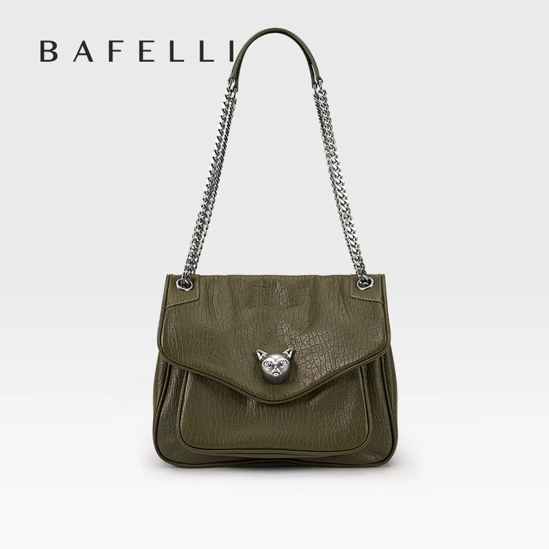 BAFELLI Genuine Leather Chain Bag – Chic Crossbody Tote