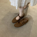 Round Toe Mary Jane Flats with Butterfly Knot