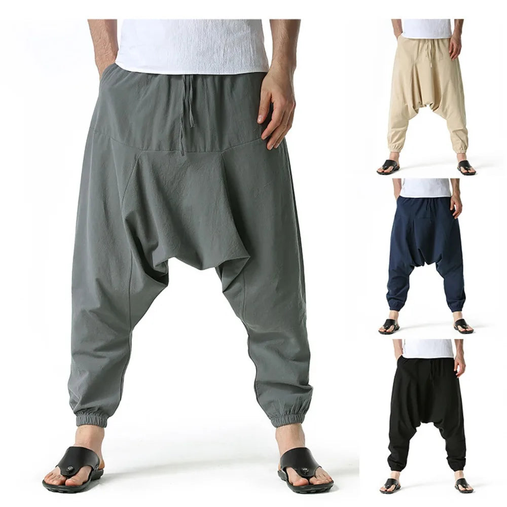 Men's Cotton Linen Loose-Fit Harem Pants