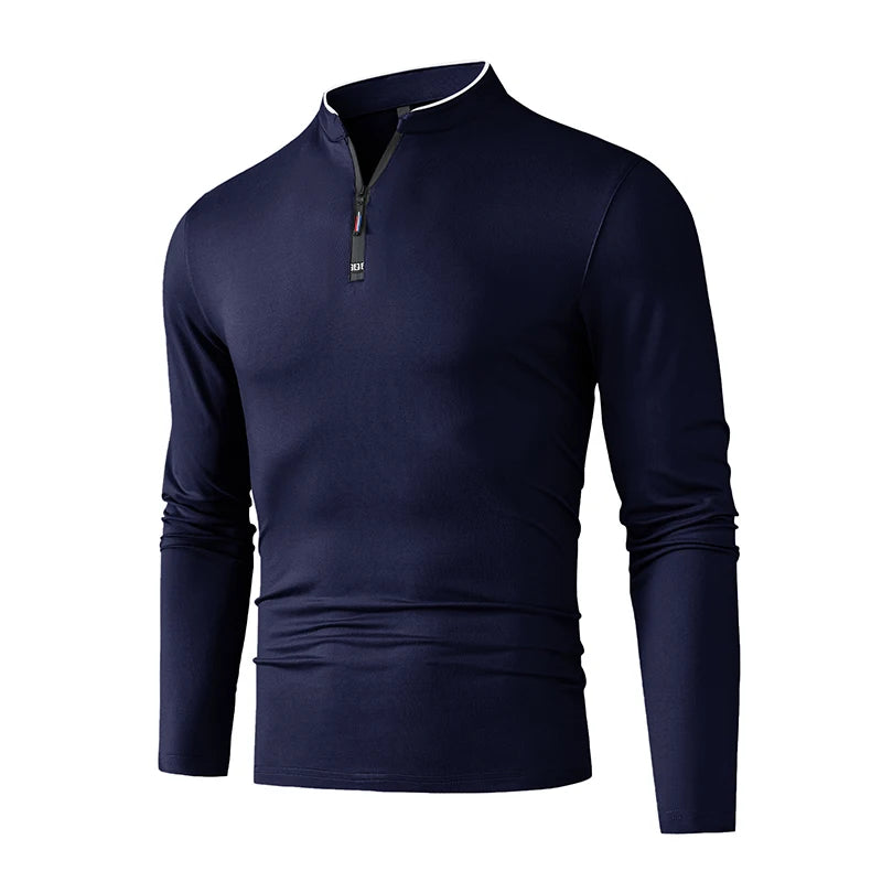 Men's Half-Zip Polo | Wrinkle-Free Long Sleeve Top