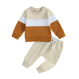 Toddler Boy Color Block Sweatsuit | 2-Piece Cotton Fall/Winter Outfit (0-3T)