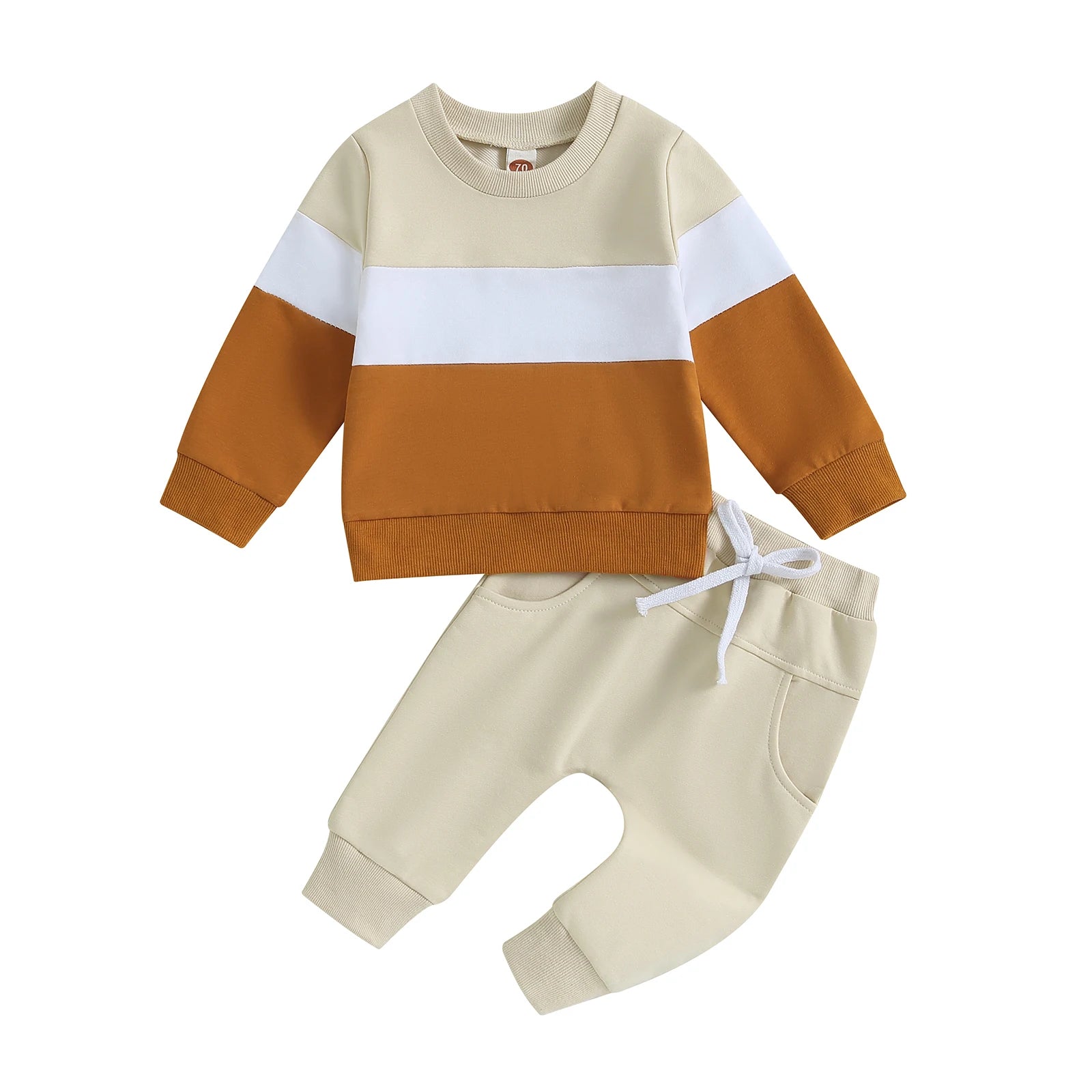 Toddler Boy Color Block Sweatsuit | 2-Piece Cotton Fall/Winter Outfit (0-3T)