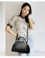 Alligator Patent Leather Shoulder Crossbody Hand Bags for Women Brand Luxury Handbags Women Bags Designer Hobos Two Layers Sac