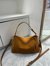 Genuine Leather Fashion Autumn Winter Boston Tote Soft Matte Suede Cow Leather Women's Handbag Shoulder Crossbody Bag For Women