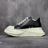 Men's Platform Heels Shoes Leather Women Canvas Luxury Jumbo Lace Up High Street Autumn Flats Black Sneakers