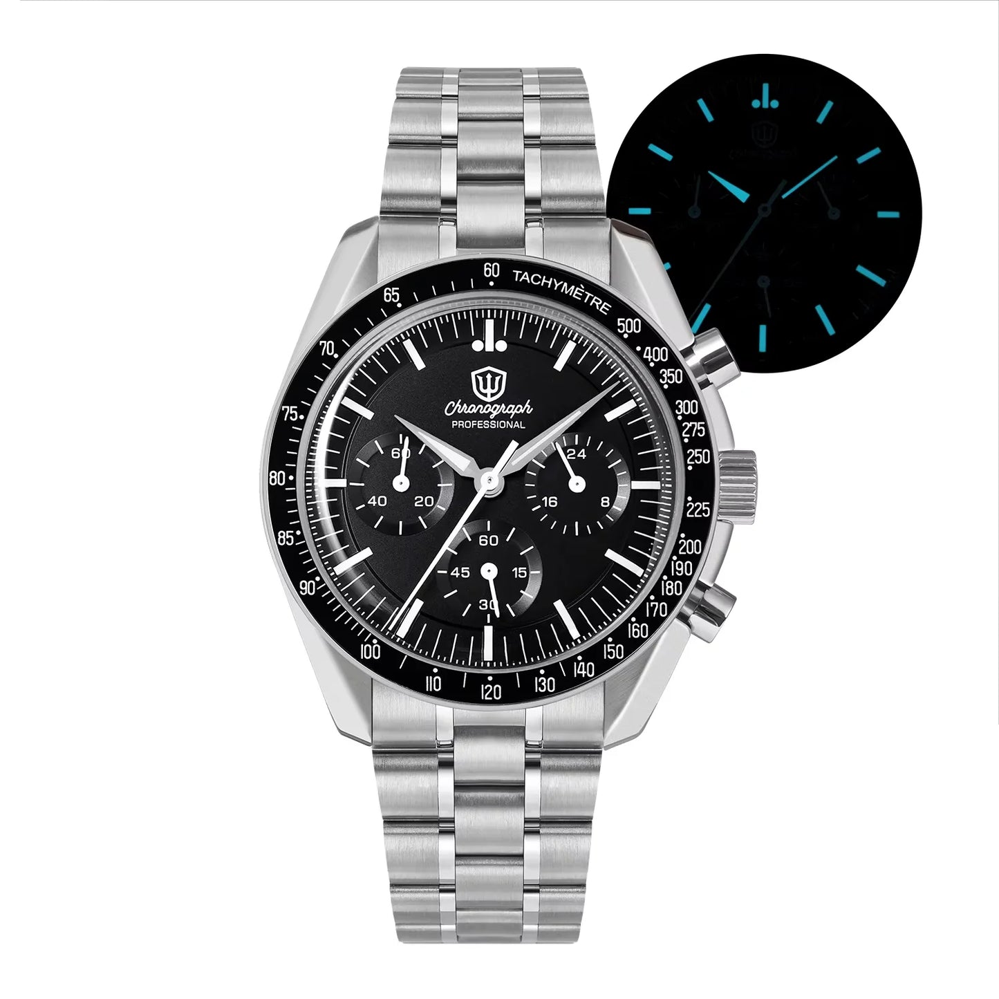 Watchdives WD1863 New Multifunctional Quartz Watch Black VK63 Sports Chronograph Watch Bubble Sapphire Waterproof 100 Wristwatch
