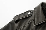 2025New Coal graysty le Women's washed leather jacket with belt, short coat with downgraded zipper and vintage lapel jacket