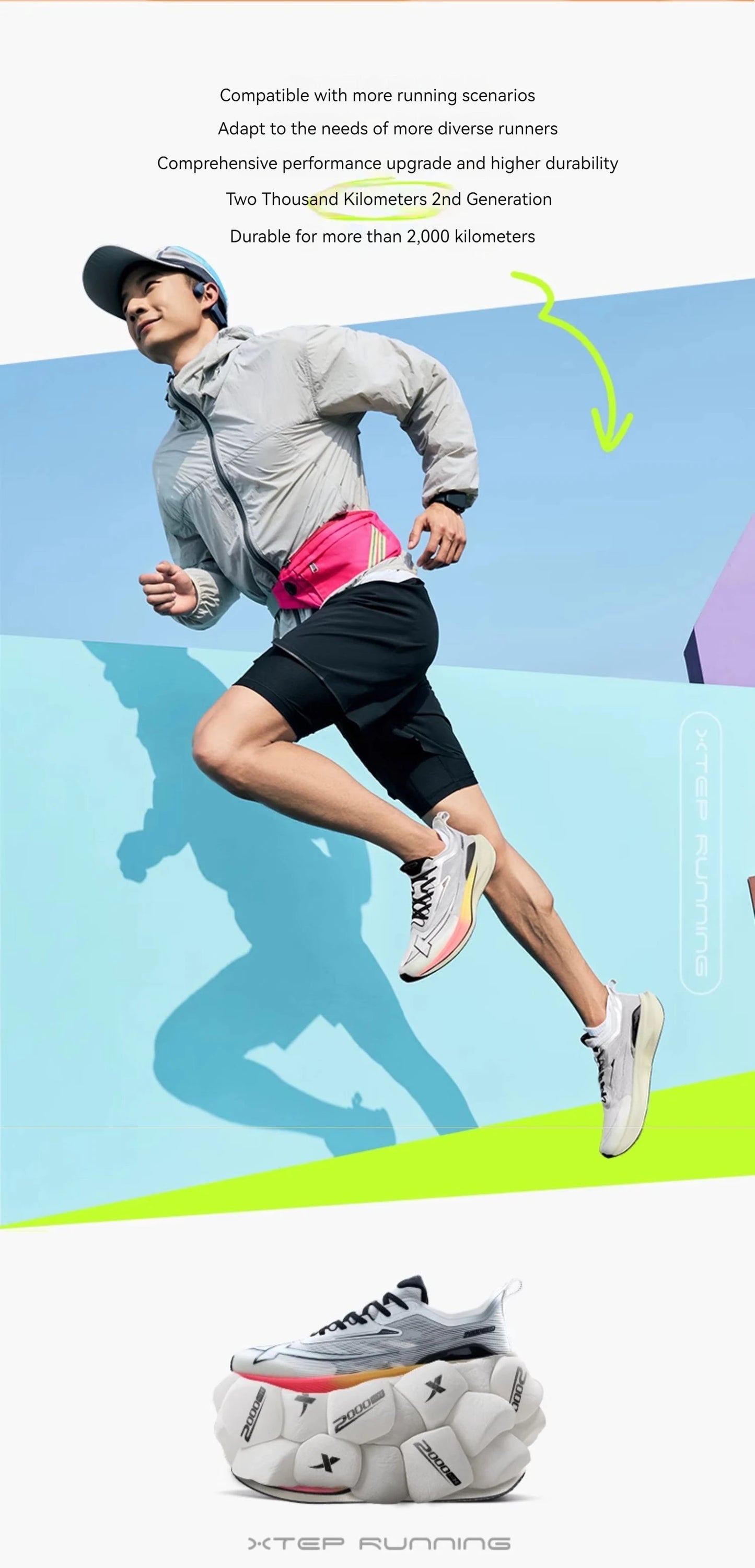 Xtep 2000KM 2.0 Running Shoes Men  Summer Professional TPU Shock Absorption Sneakers 876219110043(suggest half size down)