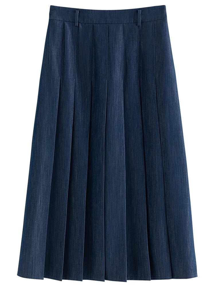 Women's Pleated Midi Skirt – Elegant Office Style