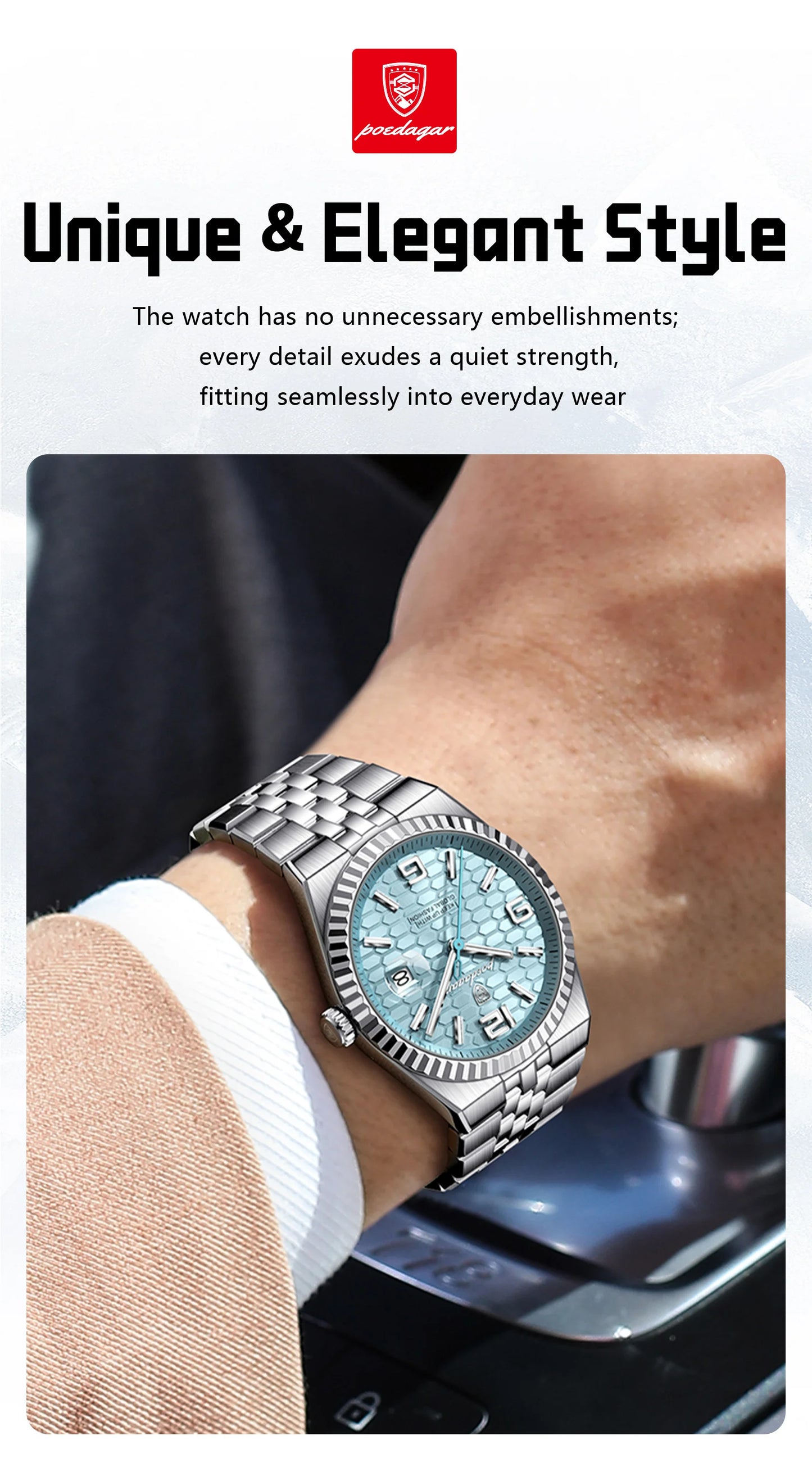 POEDAGAR 839 Men's Luxury Quartz Watch | Luminous & Waterproof