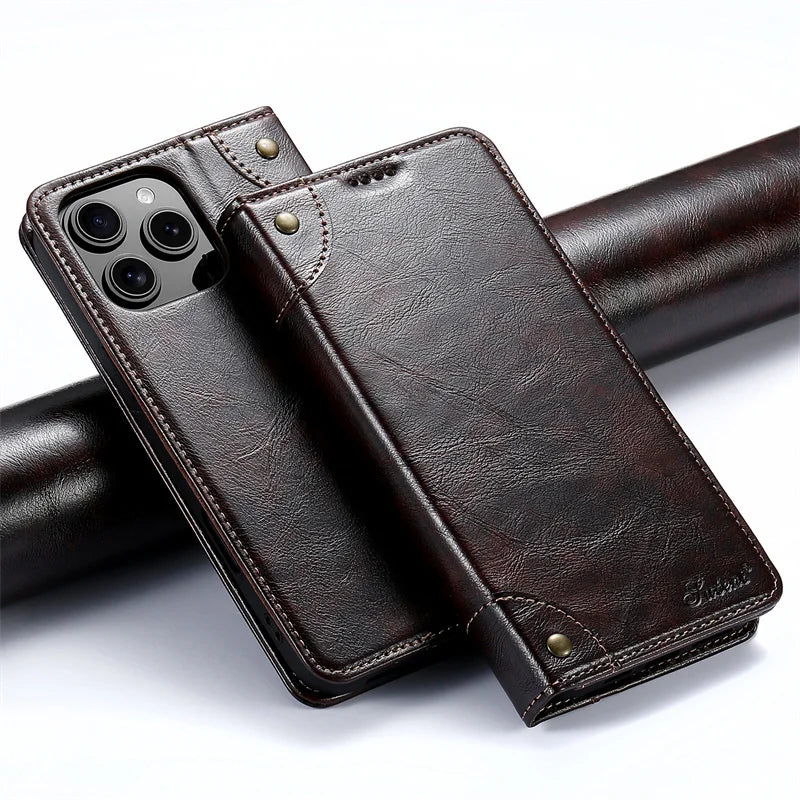 Magnetic PU Leather Flip Wallet Case for iPhone