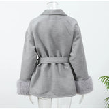Elegant Lace-Up Woolen Jacket
