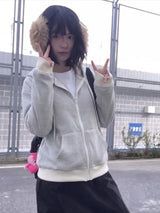 Y2K Vintage Zipper Hoodie Women Long Sleeve Subculture Purple Stripe Priint Harajuku Style Autumn Spting Casual Tops Streetwear