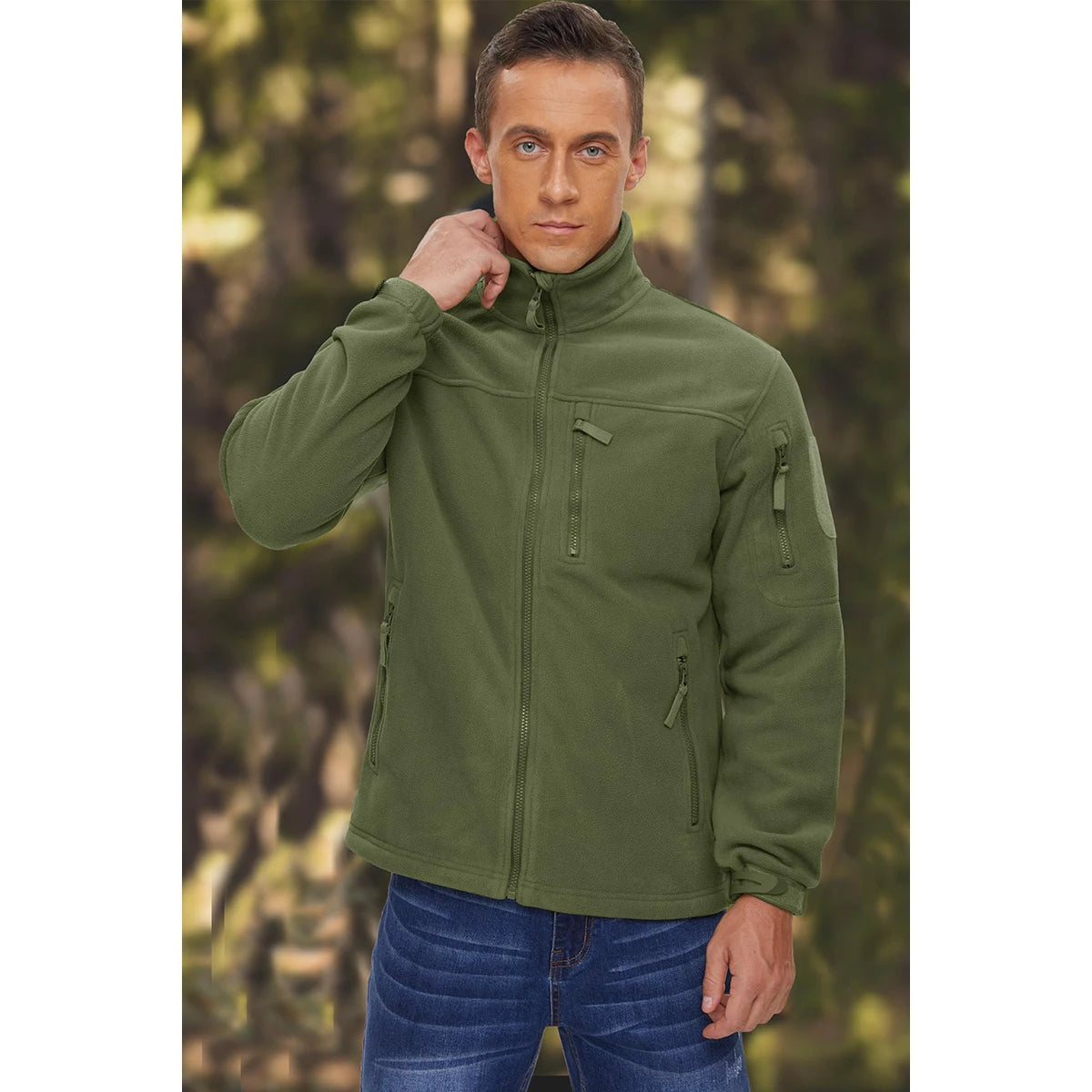 TACVASEN Men's Fleece Jacket Soft Warmth Windproof Full Zip Up Coat Multiple Zipper Pockets Hiking Working Outdoors Windbreaker