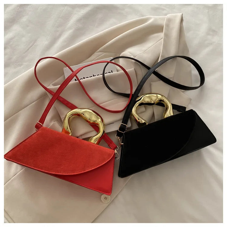 New Minimalist Design Shoulder Bag for Women Light Luxury Large Capacity Casual Metal Hand-held Crossbody Bags Female Handbag