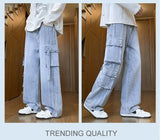 Men's Loose Straight-Leg Multi-Pocket Jeans