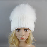 Women's Luxury Rex Rabbit & Fox Fur Beanie Hat