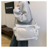 Fashion Transparent Ita Bag Large Capacity College Style Shoulder Bag Canvas Jk Handbag Women Tote Bag College Style