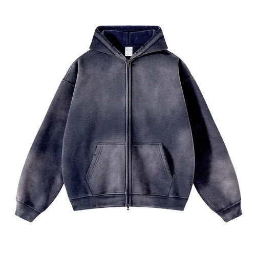 Men’s Oversized Tie-Dye Fleece Zip-Up Hoodie