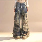 Y2K Harajuku Gothic Wide Leg Jeans – Multi-Pocket