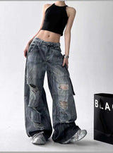 Women's Wide-Leg Distressed Jeans | High Street Style