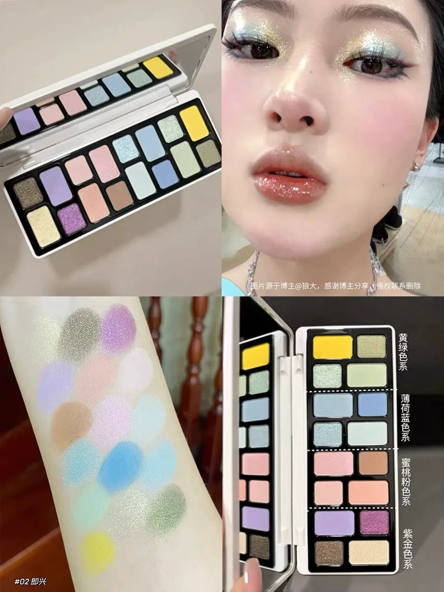 Qianyan Cheeryep 16 Color Eyeshadow Palette Glitter Chamelon Matte Pearlescent Flash Plate Cowherd Sequins