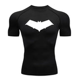 Summer Casual Run Compression T-Shirt Men Tops Bat Print Quick-Dry Fitness Gym Sportswear MMA Rashguard Jersey Workout Tee Male