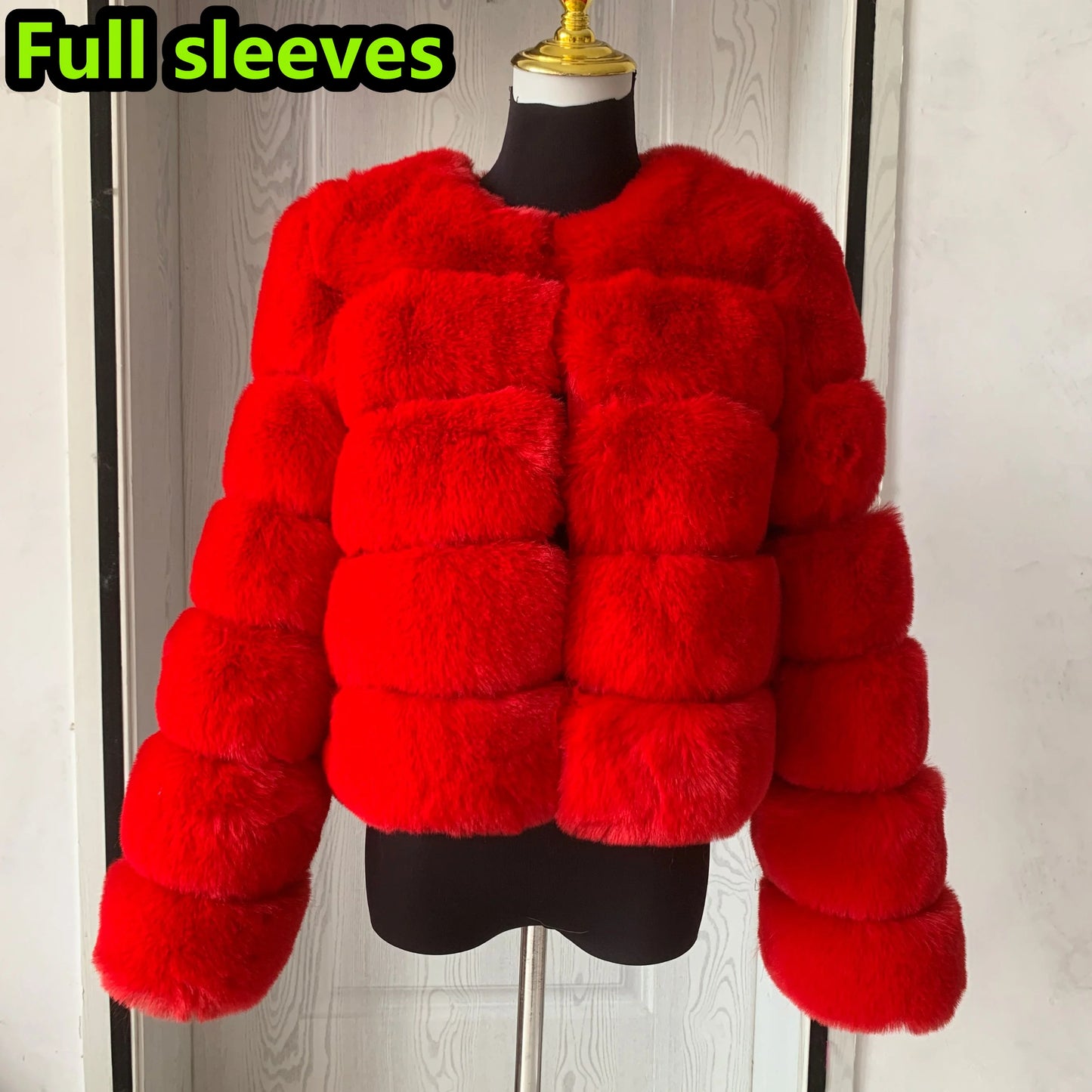 Elegant Winter Faux Fox Fur Crop Jacket