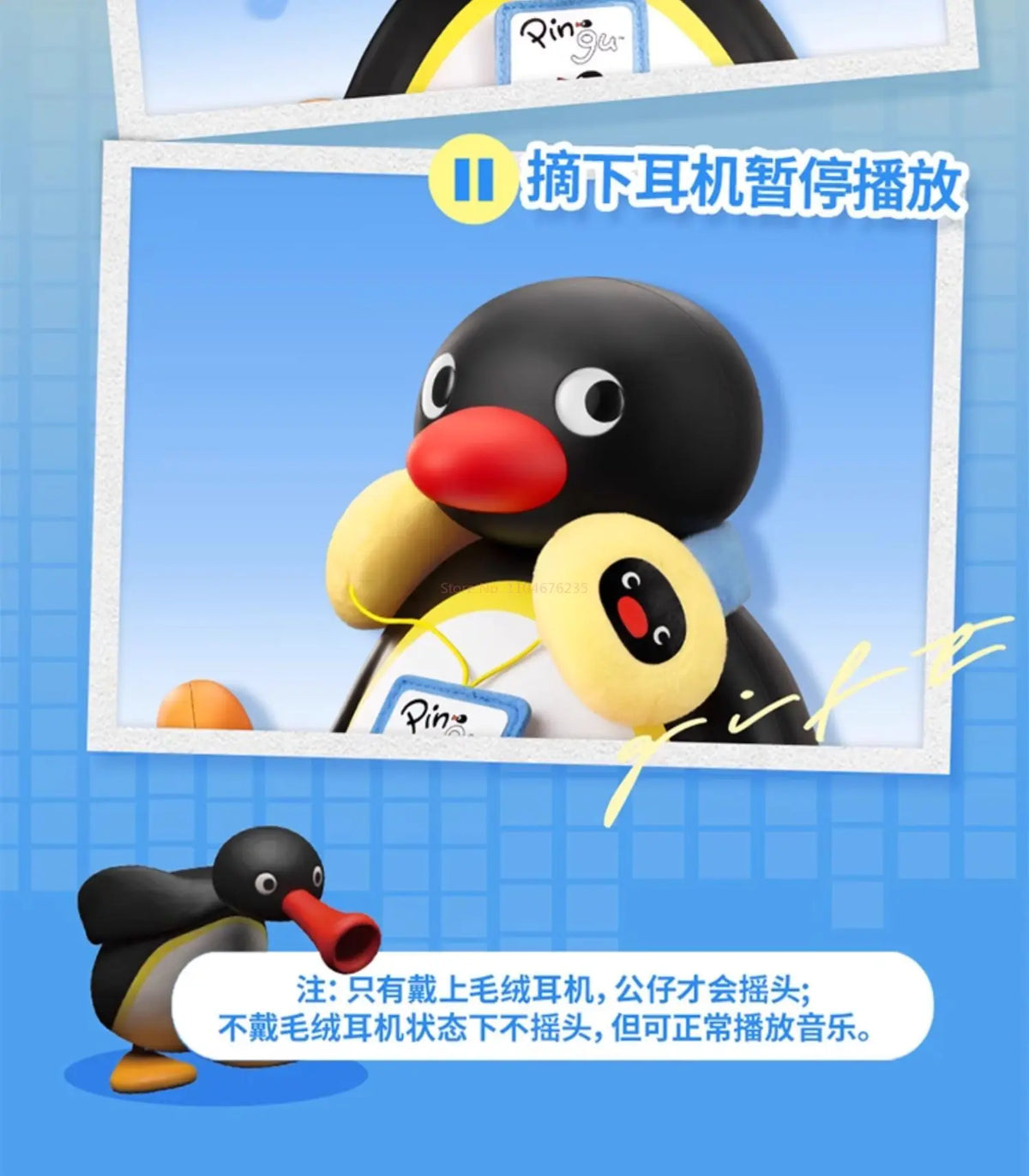 Pingu Bluetooth Speaker Plush Doll – Head-Bobbing