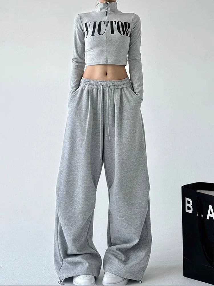 Women's High-Waist Wide-Leg Drawstring Pants