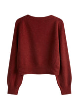 Women's Autumn V-Neck Cashmere Blend Cardigan – USA-Made Loose Knit Sweater