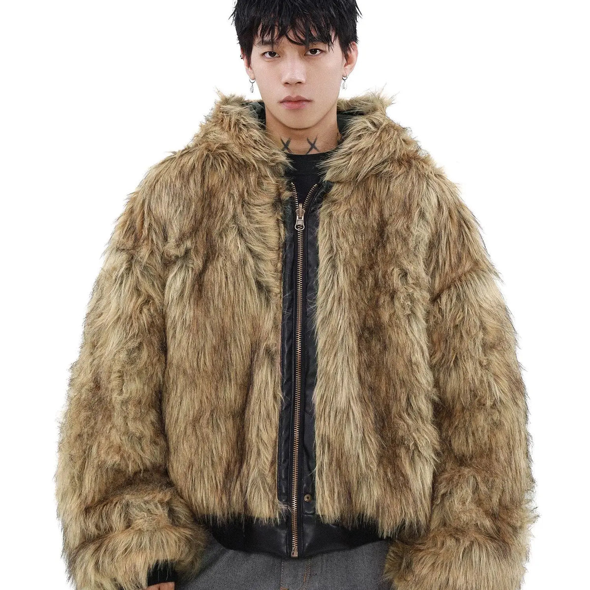 Men's Hooded Faux Fur Winter Jacket