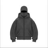 2025 Men's and Women's Balaclava Y2K Gothic Harajuku Winter Fashion Double Hooded Sportswear Men's Hooded Mask Zipper Sportswear