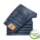 2025 Autumn New Men Regular Fit Stretch Jeans Classic Style Smoky Gray Fashion Casual Denim Pants Male Brand Trousers Blue