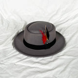 Men's Vintage Felt Fedora Hat with Feather Accent