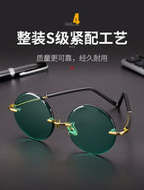 Rimless Round Sunglasses – UV400 Alloy Frame