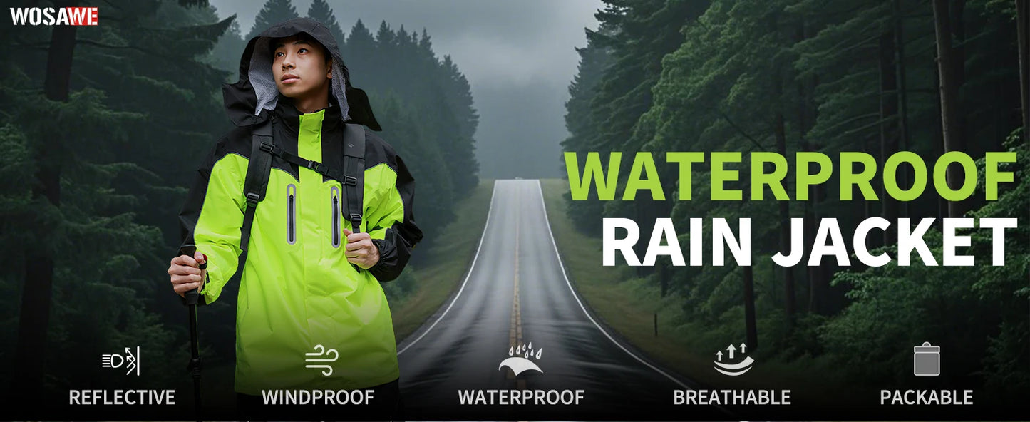 WOSAWE Unisex Waterproof Riding Rain Jacket | Reflective