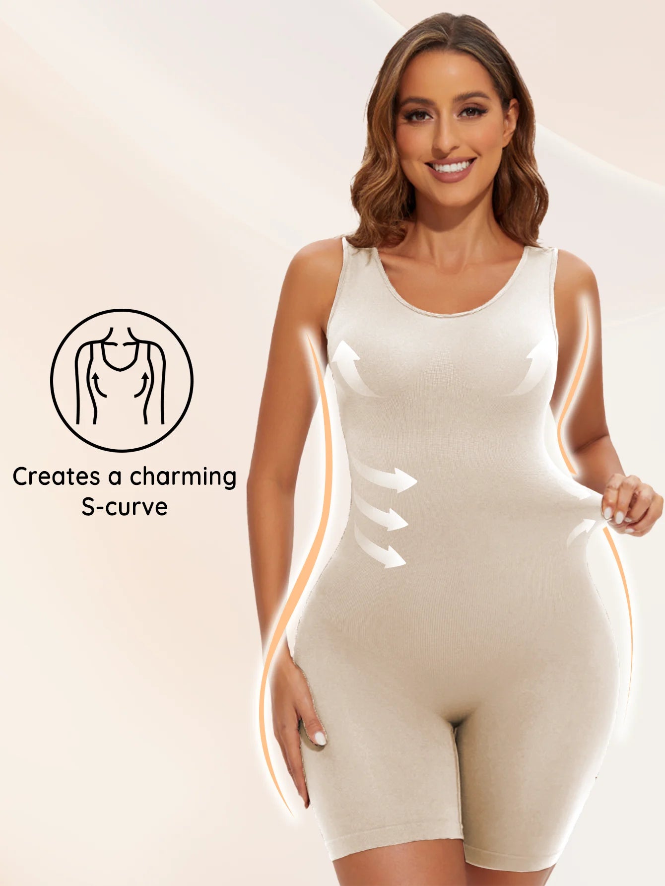 USA-Made Seamless Full Coverage Body Shaper – Firm Control Thigh Slimming Bodysuit