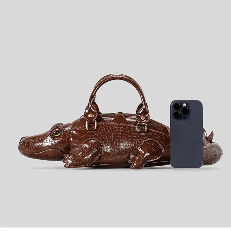 New Trendy Crocodile Shape Handbag for Women, Europe and America Fashion Tote Designer Female Casual Shoulder Crossbody Bag Ins