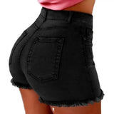 Women's High Waist Distressed Denim Shorts | Retro Slim Fit