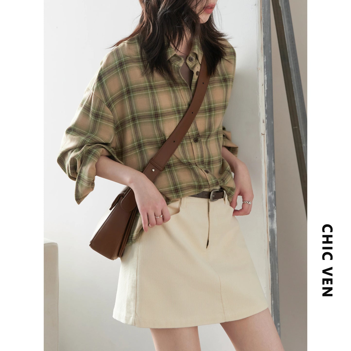 Chic Ven Women's Corduroy A-Line Mini Skirt